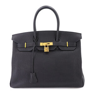 Hermes Birkin 35 Togo Blue Indigo Handbag □O Stamp Gold Hardware